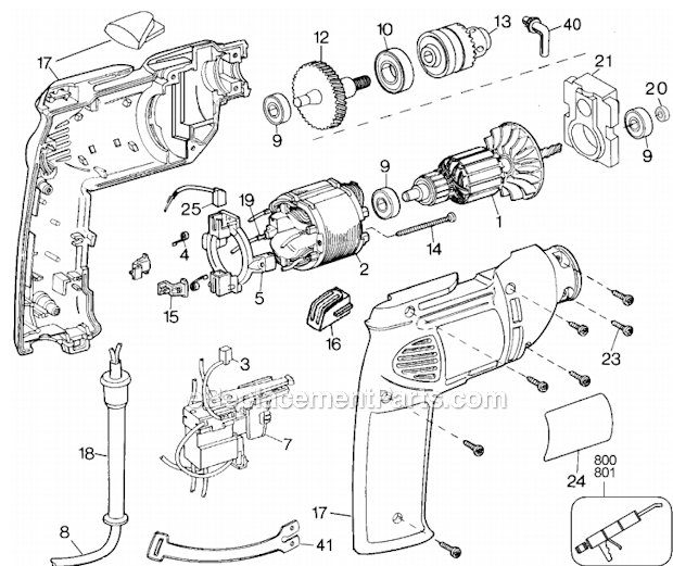 Black and Decker 1164-36 (Type 1) Electric Drill Page A Diagram