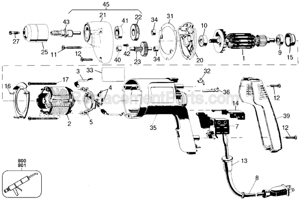 Black and Decker 2601 Electric Drill Page A Diagram