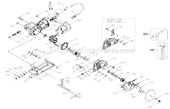Porter Cable 345 Type 1 Saw Boss Page A Diagram