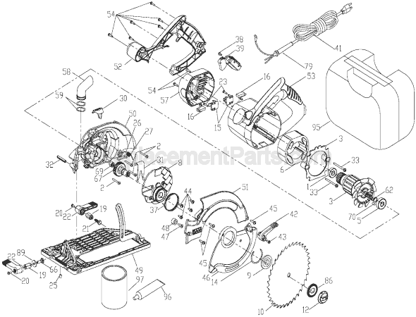 Porter Cable 424MAG Type 1 7.25IN 15A Blade-Right Circular Saw Page A Diagram