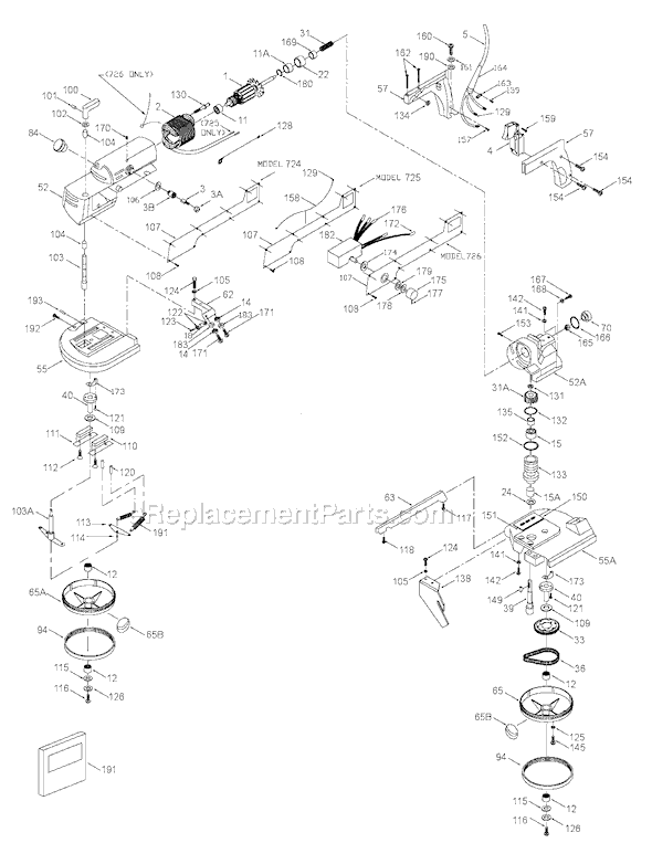 Porter Cable 725 TYPE 2 Two Speed Porta Band Saw Page A Diagram