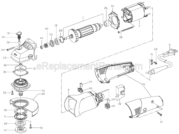 Porter Cable 7429 5 inch Angle Grinder Page A Diagram