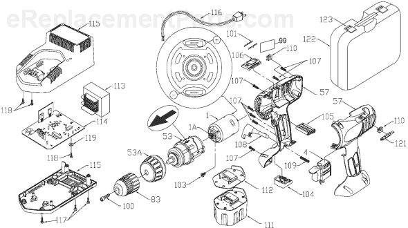 Porter Cable 822 Type 1 Cordless 12V Drill Page A Diagram