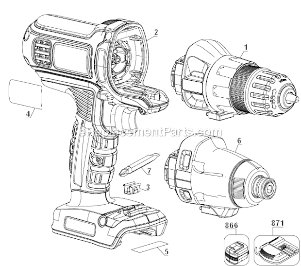Black and Decker BDCDMT120 Type 1 20V MAX Lithium Drill/Driver Page A Diagram