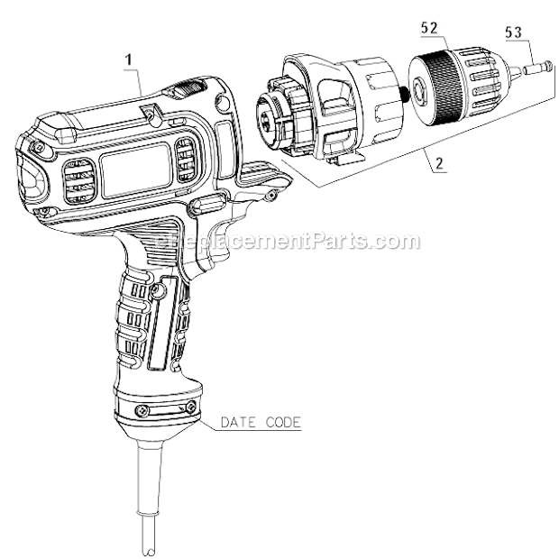 Black and Decker BDEDMT Type 1 4 Amp Corded Drill/Driver Page A Diagram