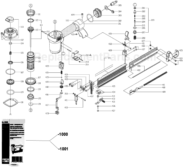 Porter Cable BN125A Brad Nailer Page A Diagram