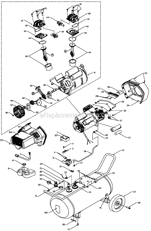 Porter Cable CF2020 Type 0 Air Compressor Page A Diagram