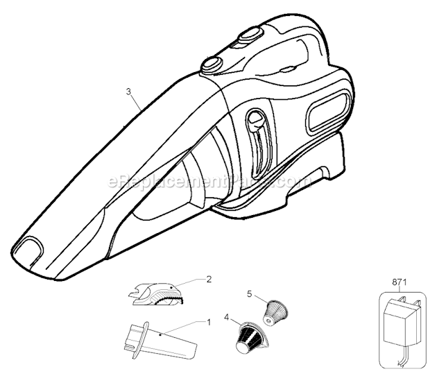 Black and Decker CHV1218 Type 1 12V Hand Vac Page A Diagram