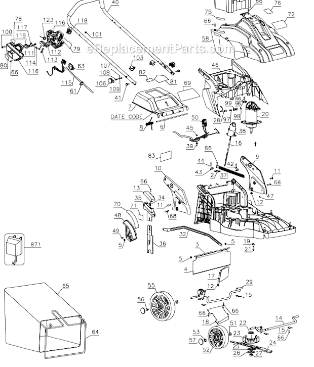 Black and Decker CM1936ZF2 Type 1 36V Mower Page A Diagram