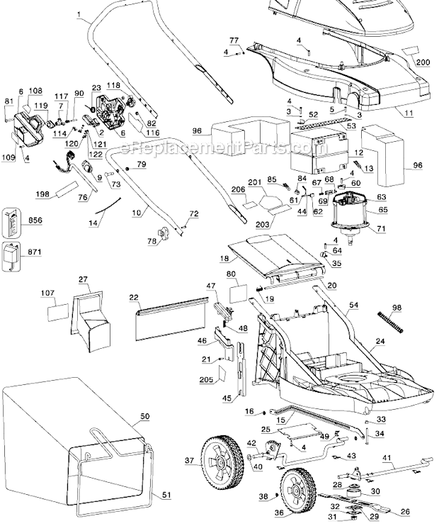 Black and Decker CMM1200 Type 3 Lawn Mower Page A Diagram