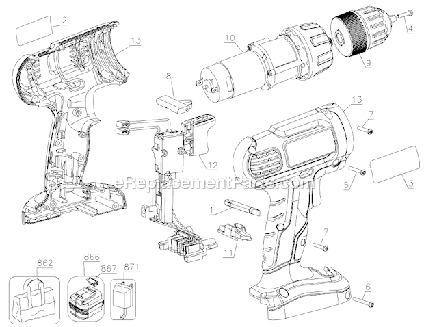 Black and Decker GC1200 Type 1 12V Epp Drill Page A Diagram