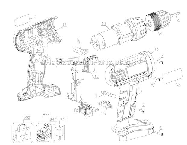 Black and Decker GC2400 Type 1 24V Electric Drill Page A Diagram