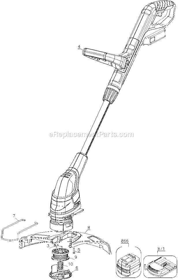 Black and Decker LST220FC-B3 Type 1 20V String Trimmer Page A Diagram
