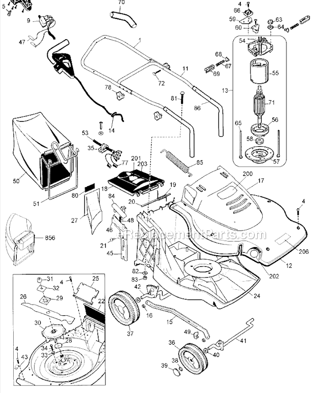 Black and Decker MM875 Type 3 19 Mulching Mower Page A Diagram