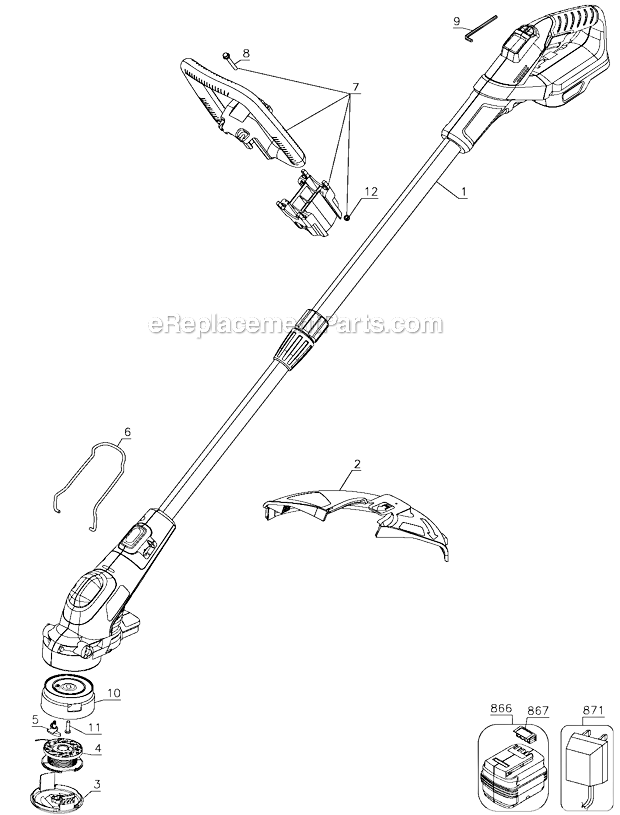 Black and Decker NST1024 Type 1 24V String Trimmer Page A Diagram