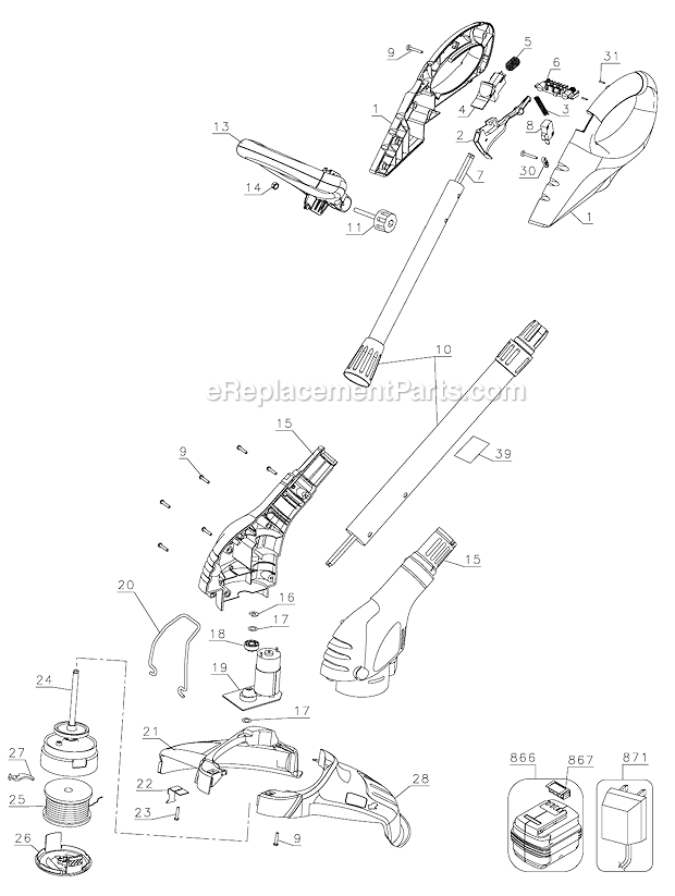 Black and Decker NST2018 Type 8 18V String Trimmer Page A Diagram