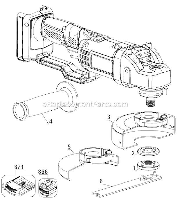 Porter Cable PC18AG Type 1 18V Bare Cut-Off Tool/Angle Grinder Page A Diagram