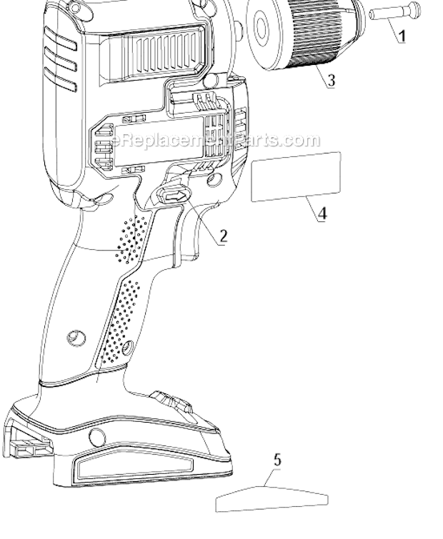 Porter Cable PCC520B Type 1 18V Bare Two-Speed Close Quarters Drill Page A Diagram