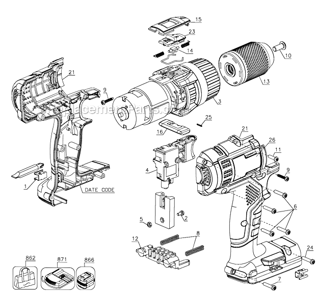 Porter Cable PCL180CDK-2 Type 1 18V Drill/Driver Page A Diagram