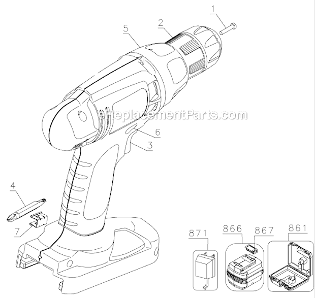 Black and Decker PS1200AK (Type 3) 12V Cordless Drill Project Kit Page A Diagram