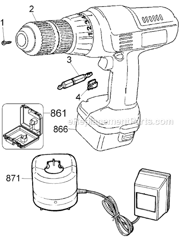 Black and Decker PS3550K (Type 1) 12V Drill W/Kitbox Page A Diagram