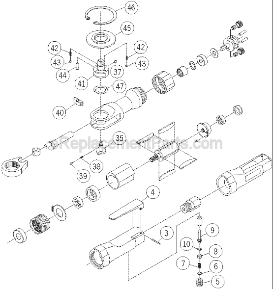 Porter Cable PTR381 3/8IN Air Ratchet Wrench Page A Diagram