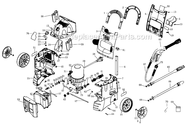 Porter Cable PW1600-B2 (Type 1) Electric Pressure Washer Page A Diagram