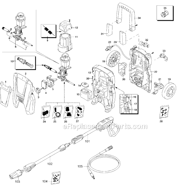 Black and Decker PW18-B2 (Type 1) 1500W Electric Pressure Washer Page A Diagram