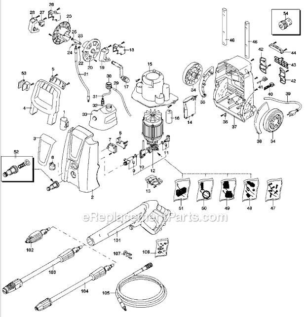 Black and Decker PW22-B3 (Type 1) 2100W Pressure Washer Page A Diagram