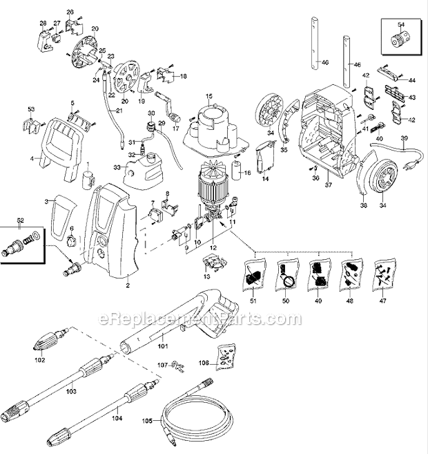 Black and Decker PW22-BR (Type 1) 2100W Pressure Washer Page A Diagram
