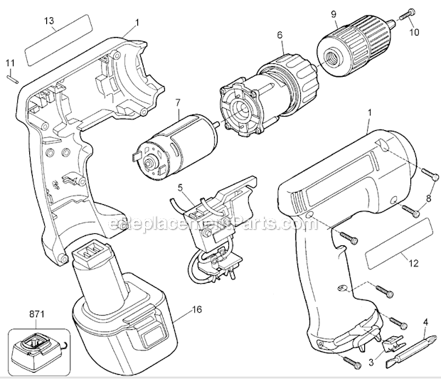 Black and Decker Q125K-2 (Type 1) 12V Drill Page A Diagram