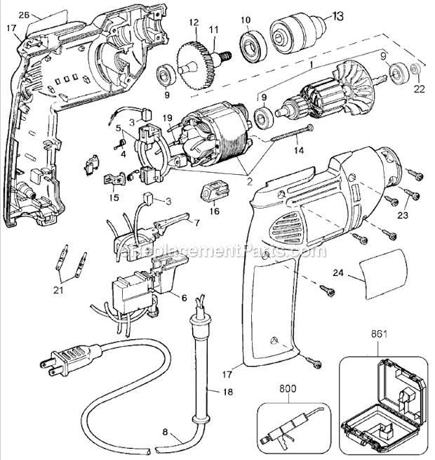 Black and Decker QP250K (Type 1) 3/8 Electric Drill Page A Diagram