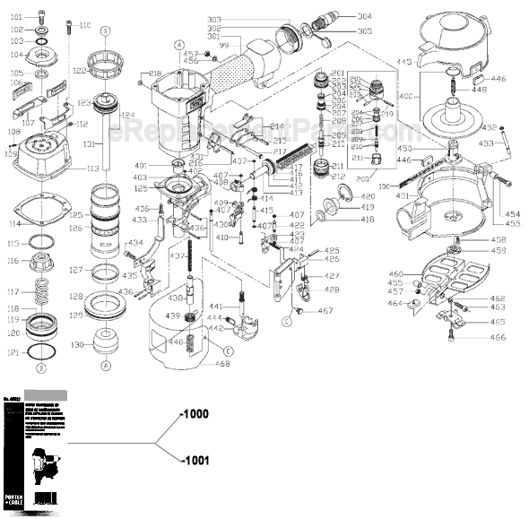 Porter Cable RN175 TYPE 1 Roofing Nailer Page A Diagram