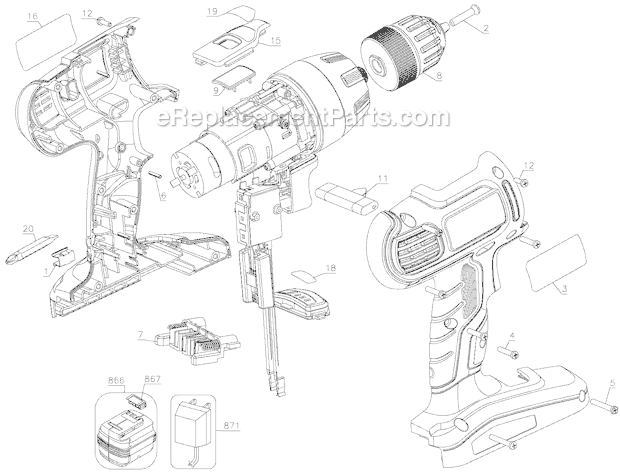 Black and Decker SS12C Type 1 12V Drill Page A Diagram