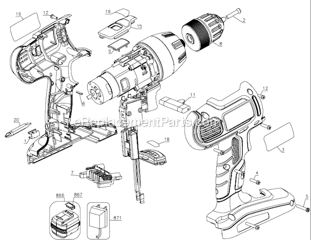 Black and Decker SS12D (Type 1) 12V Cordless Drill Page A Diagram