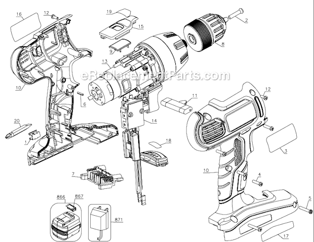 Black and Decker SS14C-2 (Type 1) 14.4V Cordless Drill Page A Diagram