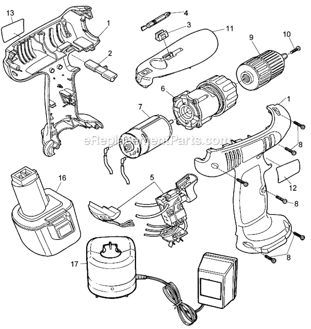 Black and Decker TV250K (Type 1) 12V Cordless Drill/ Driver Page A Diagram