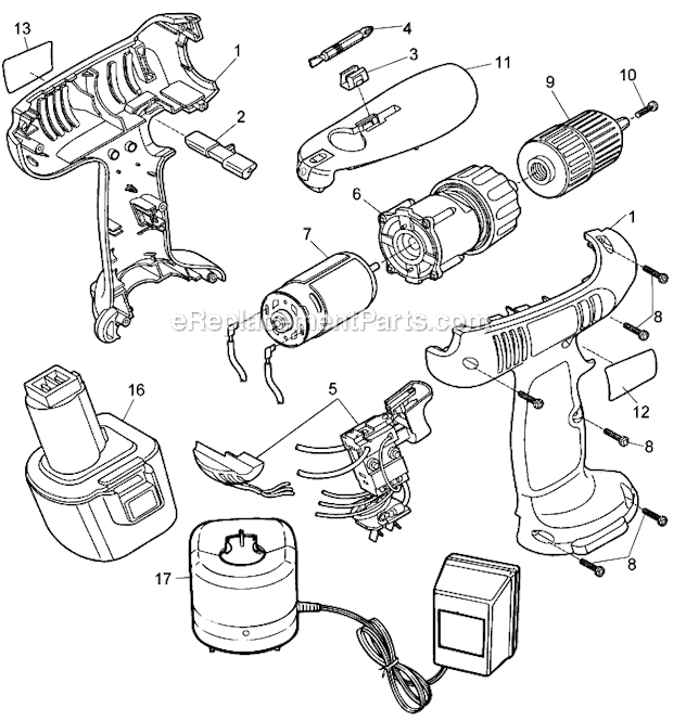 Black and Decker TV250K (Type 1A) 12V Cordless Drill/ Driver Page A Diagram