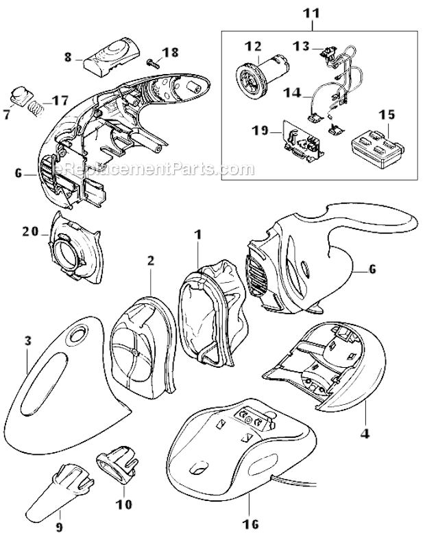Black and Decker V2410-B2 (Type 1) 2.4V Dustbuster-Interco Page A Diagram