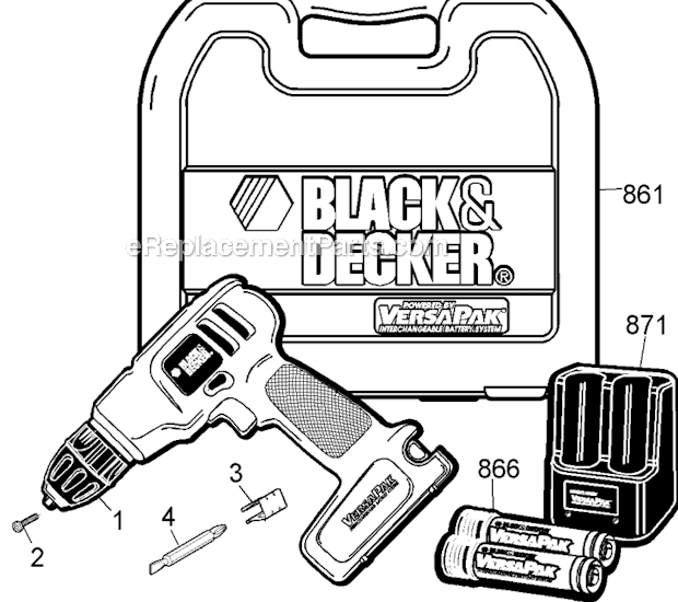 Black and Decker VP870K (Type 1) 7.2V Cordless Drill/Driver Kit Page A Diagram