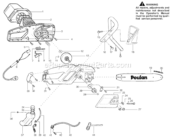Poulan ES350WT Electric Chainsaw Page A Diagram