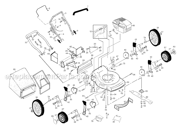 Poulan S65N22CHA Power Propelled Rotary Lawn Mower Page A Diagram