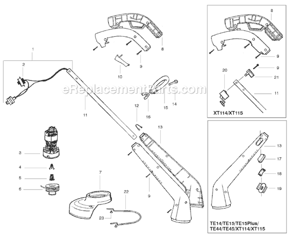 Weed Eater XT115  Electric Trimmer Page A Diagram
