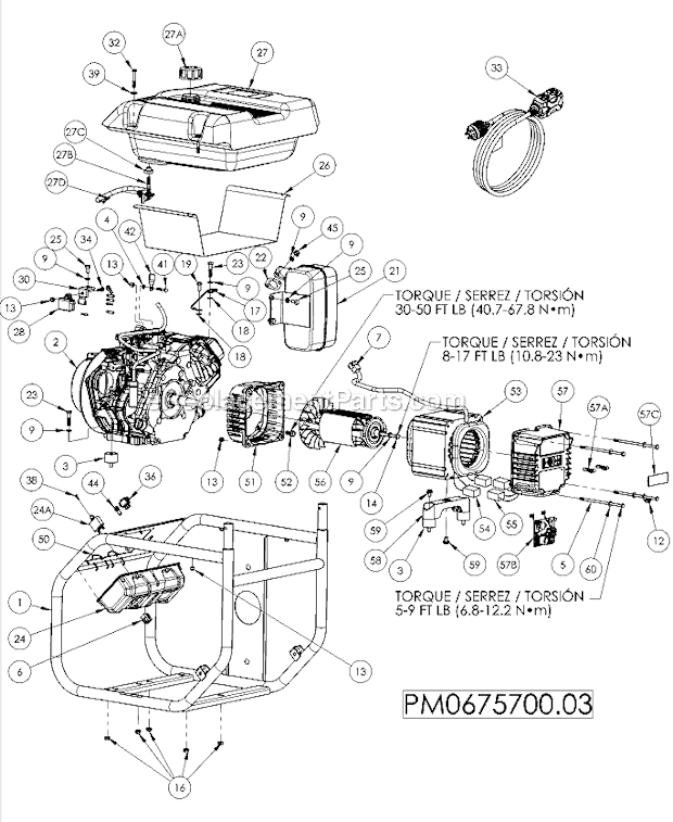 Powermate PM0675700.03 Electric Generator Page A Diagram