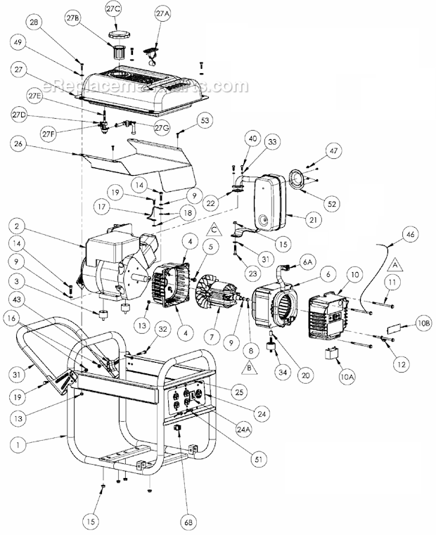 Powermate PMC543250 Generator Page A Diagram