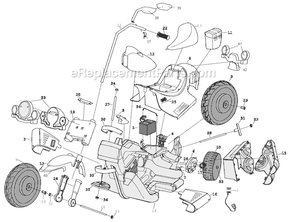 Power Wheels 73210-9993 (Before 02-2002) Harley Davidson Motorcycle Page A Diagram