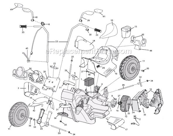 Power Wheels 73210-9997 (After 03-2002) Harley Davidson Motorcycle Page A Diagram