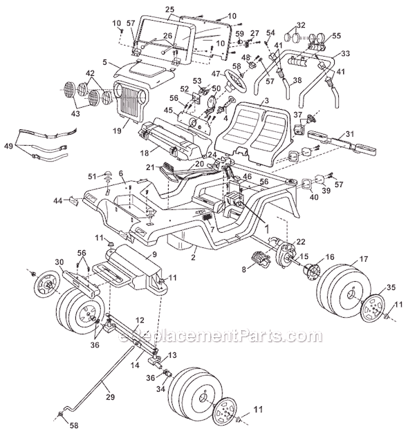 Power Wheels 74443-9564 Jeep Wrangler Page A Diagram