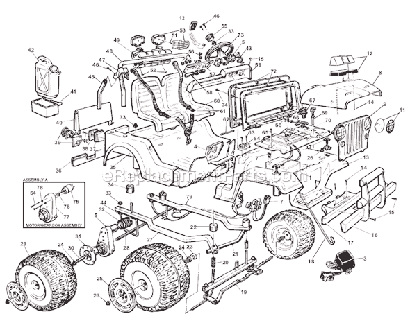 Power Wheels 74570-9993 (Before 08-15-95) Jeep Dune Squad Page A Diagram