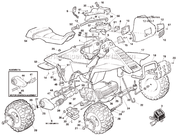 Power Wheels 74591-9993 Kawasaki Ninja ATV Page A Diagram